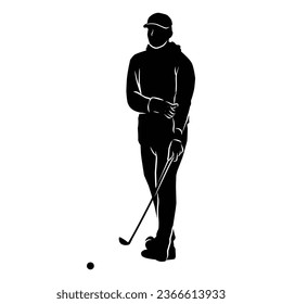 golf player silhouette. Silhouette of golf shot movement