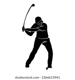 golf player silhouette. Silhouette of golf shot movement