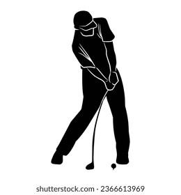 golf player silhouette. Silhouette of golf shot movement