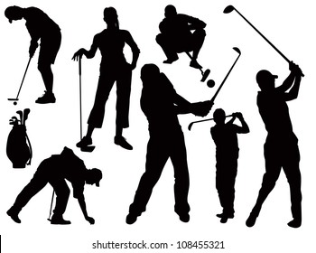 Golf Player Silhouette Vector