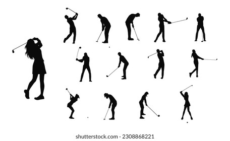 Golf player silhouette vector illustration