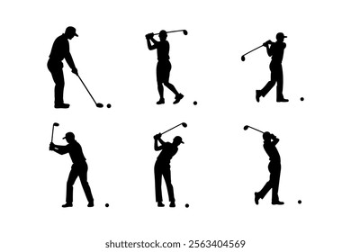 Golf player silhouette vector illustration featuring sports themes with skier, hockey, and fun competition elements