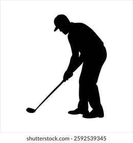 Golf Player Silhouette Vector Illustration Golfing Silhouette Design Sports Golfer Clipart 