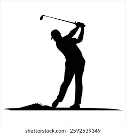 Golf Player Silhouette Vector Illustration Golfing Silhouette Design Sports Golfer Clipart 