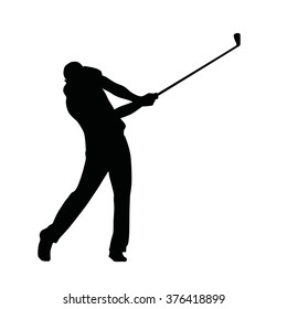 Golf player silhouette, vector isolated golfer