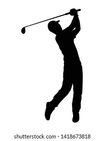 Golf player silhouette vector on white