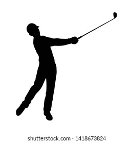 Golf player silhouette vector on white