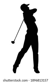 Golf player silhouette vector on white background, 