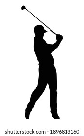 Golf player silhouette vector on white background, 