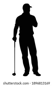 Golf player silhouette vector on white background, 