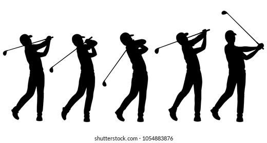Golf player silhouette vector set