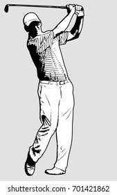 golf player sketch illustration - vector