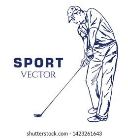 Golf Player Sketch Vector. Man Playing golf