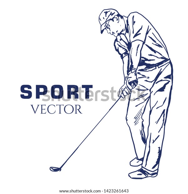 Golf Player Sketch Vector Man Playing Stock Image Download Now