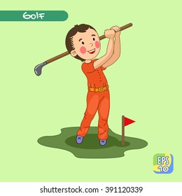 Golf. Golf player. Sport. Game. Vector illustration.