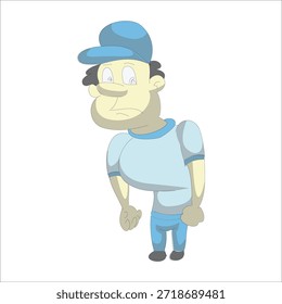 Jugador de golf de pie listo en la Ilustración vectorial del campo