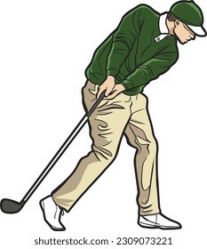 golf player swing action outdoor sport 