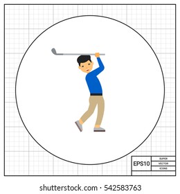 Golf Player Swing Icon