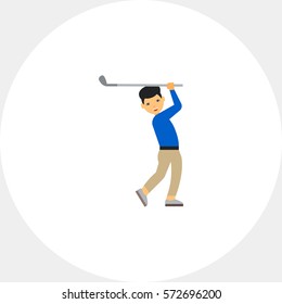 Golf Player Swing Icon