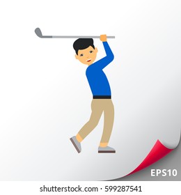 Golf Player Swing Icon