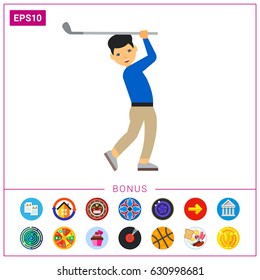 Golf Player Swing Icon