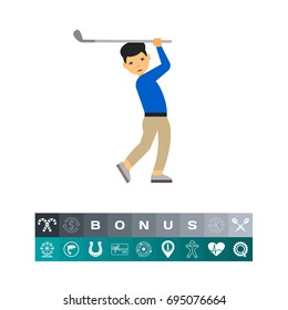 Golf Player Swing Icon