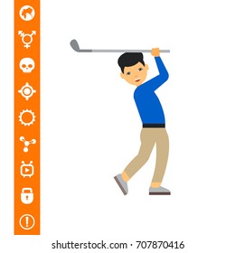 Golf Player Swing Icon