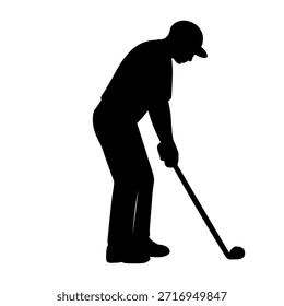 Jugador de golf swing silueta Vector, golfista pose de acción deportiva