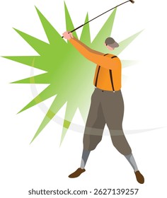 Golf player swing the golf stick