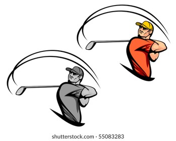 Golf player in two variations - also as emblem or logo template. Jpeg version also available