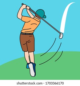 Golf player vector cartoon illustration