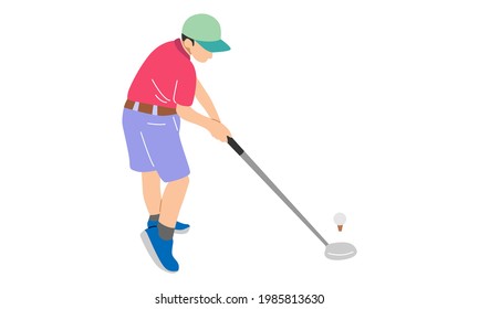 Golf player vector flat illustration