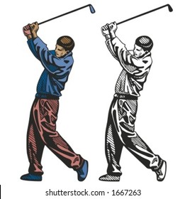 Golf player. Vector illustration