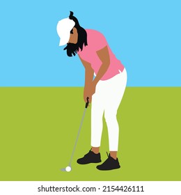 Golf player vector illustration, pastel colour.