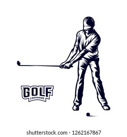 Golf player VECTOR. Silhouette of a golf player. Vector illustration