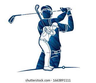 Golf players action graphic vector