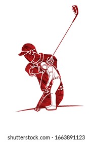 Action-Vektorillustration für Golfspieler