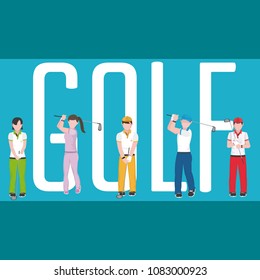 Golf players cartoons concept