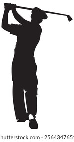 Golf players and equipment silhouettes - vector icon