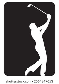 Golf players and equipment silhouettes - vector icon