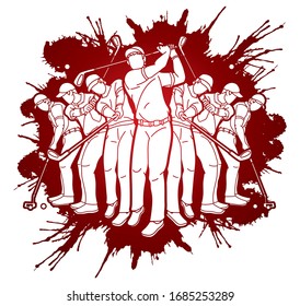 Golf players Golfer action cartoon sport graphic vector.