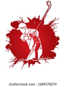 Golf players Golfer action cartoon sport graphic vector.