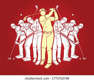 Golf players, Golfer action cartoon sport graphic vector.
