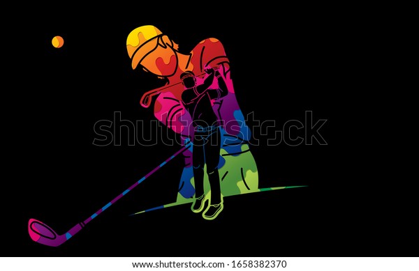 Golf Players Golfer Action Cartoon Sport Stock Vector Royalty Free