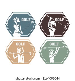 golf players seals stamps