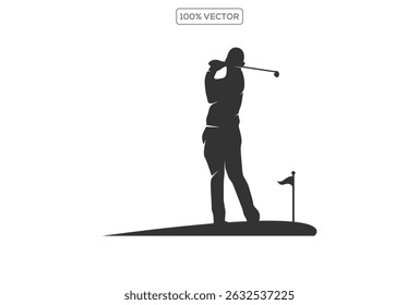 Golf, de jugadores de golf, conjunto de siluetas de Vector aisladas. diseño de ilustración de stock