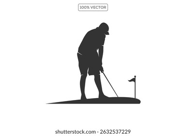 golf players, set of isolated vector silhouettes. on Transparent Background  