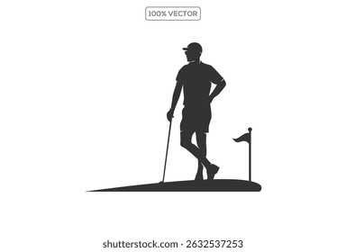 golf players, set of isolated vector silhouettes. logo design