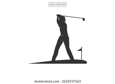 Golfe, de jogadores de golfe, conjunto de silhuetas vetoriais isoladas. ilustração