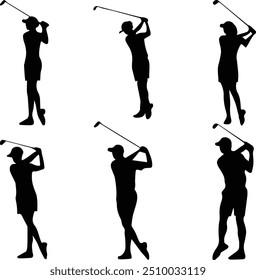 Golf players silhouette - Golf players bundle	
